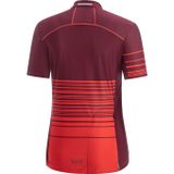 GORE C3 Women Striped Zip Jersey-Hibiscus pink / chestnut red-34