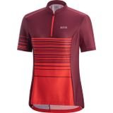 GORE C3 Women Striped Zip Jersey-Hibiscus pink / chestnut red-34